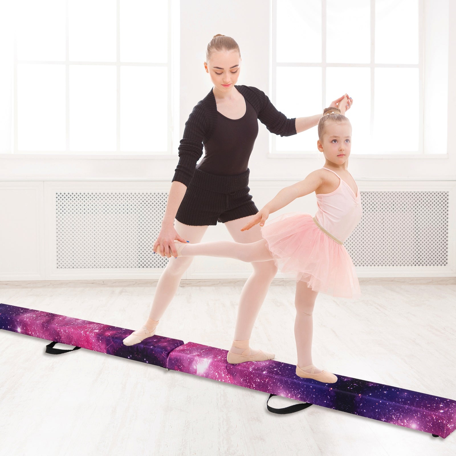 Folding Balance Beam with Solid Wood Base and Anti-slip Bottom, Pink Toy Sports at Gallery Canada