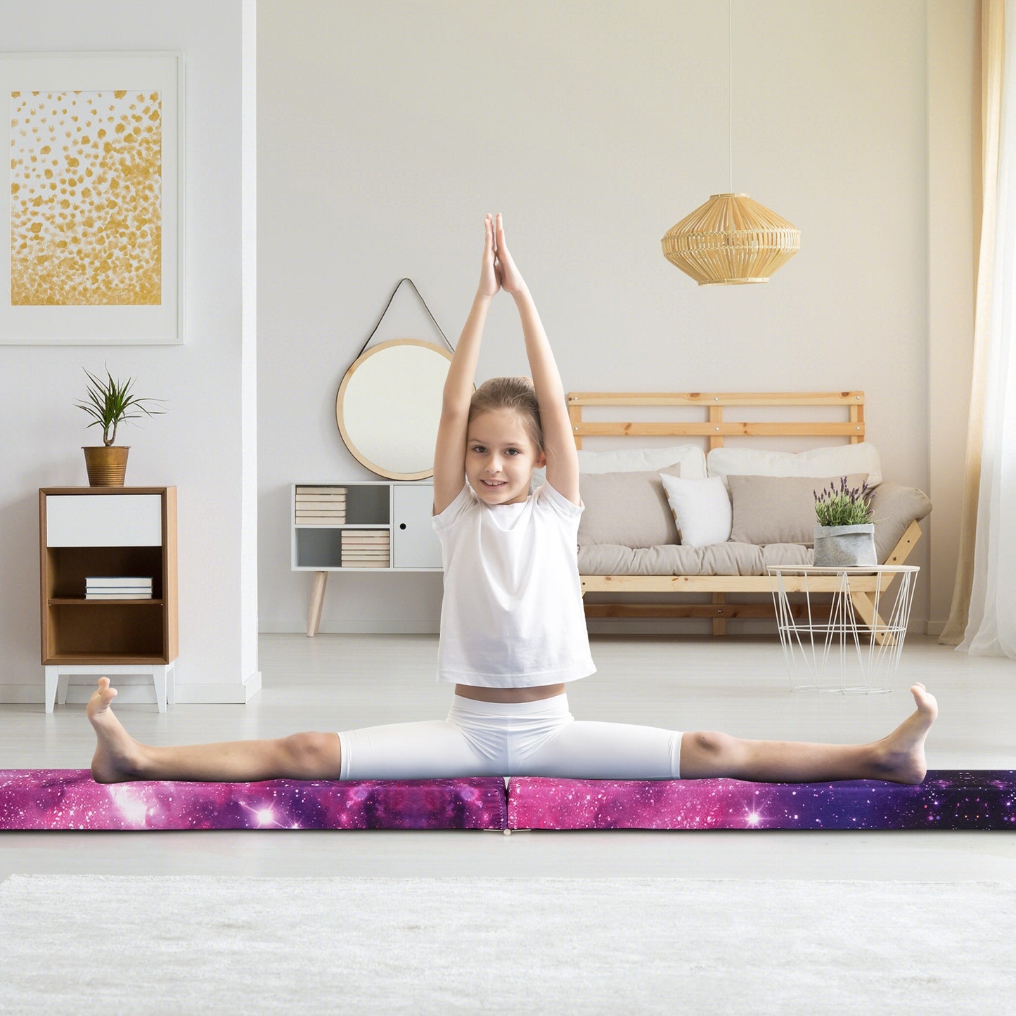 Folding Balance Beam with Solid Wood Base and Anti-slip Bottom, Pink Toy Sports at Gallery Canada