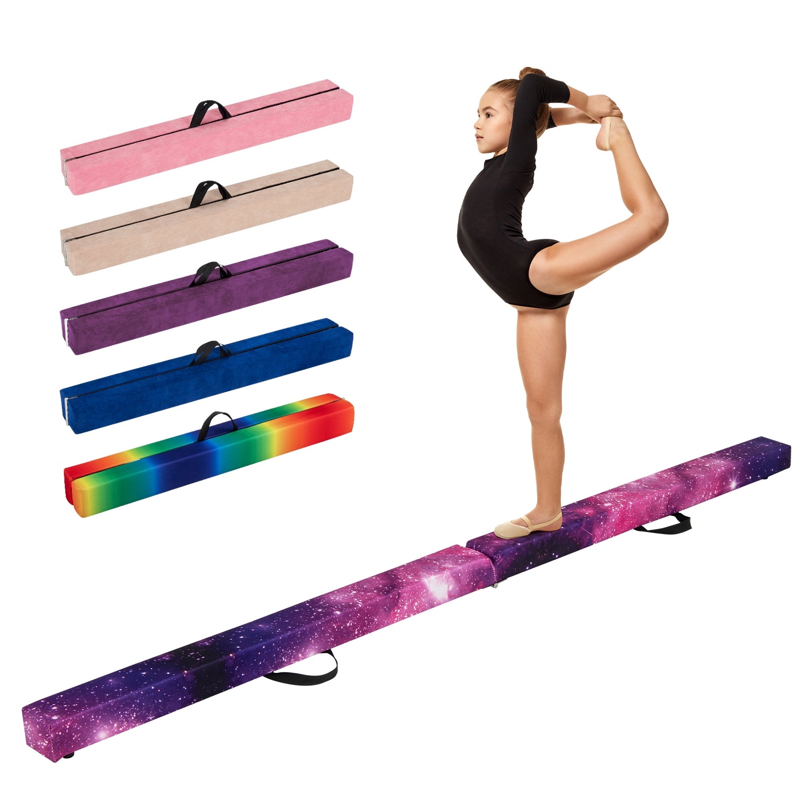 Folding Balance Beam with Solid Wood Base and Anti-slip Bottom, Pink Toy Sports Pink at Gallery Canada