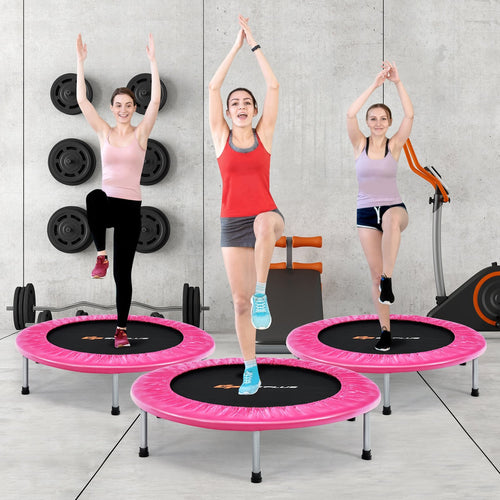 36 Inch Mini Folding Trampoline Portable Recreational Fitness Rebounder, Pink