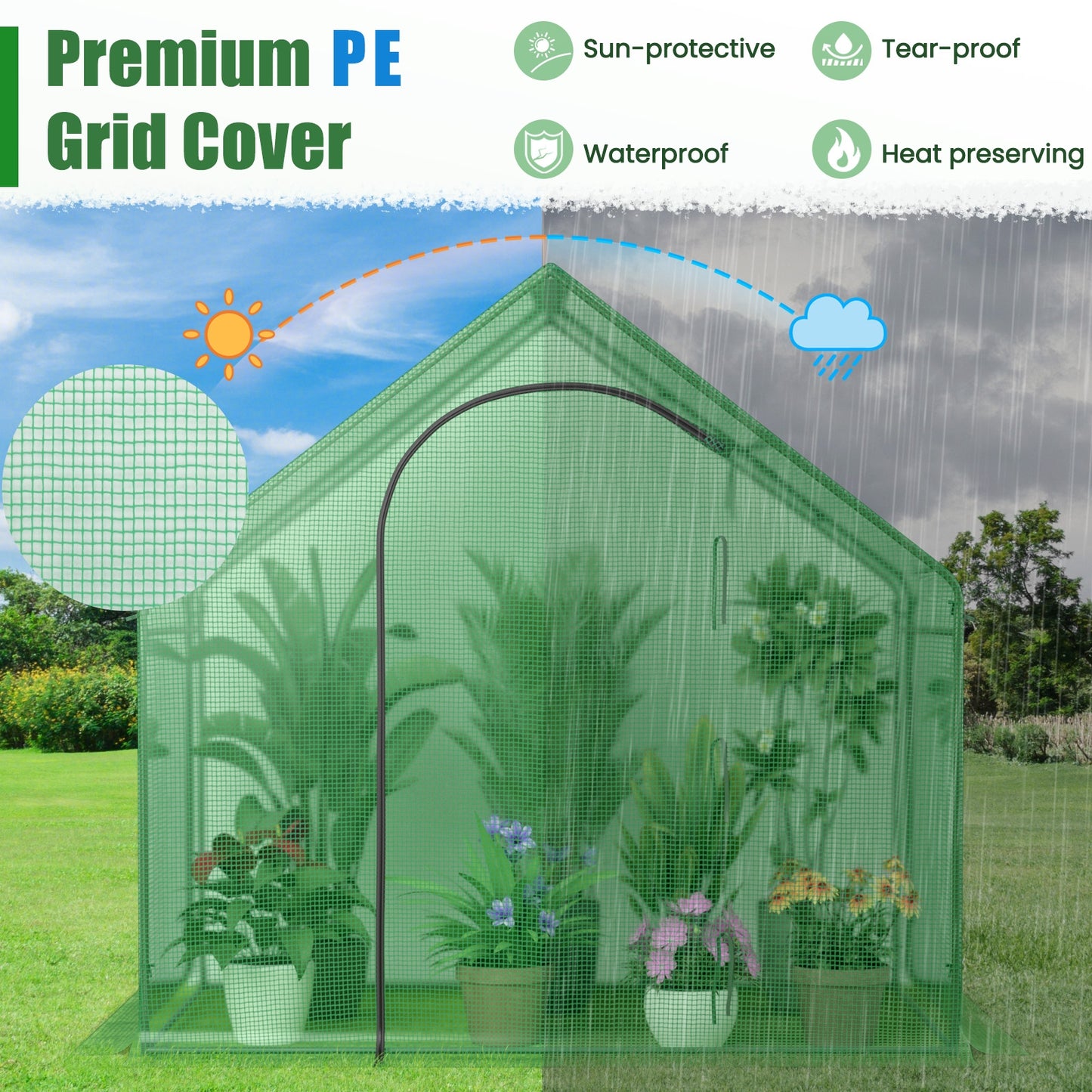 Portable Outdoor Warm House with PE Cover and Roll-up Zippered Door Greenhouses at Gallery Canada