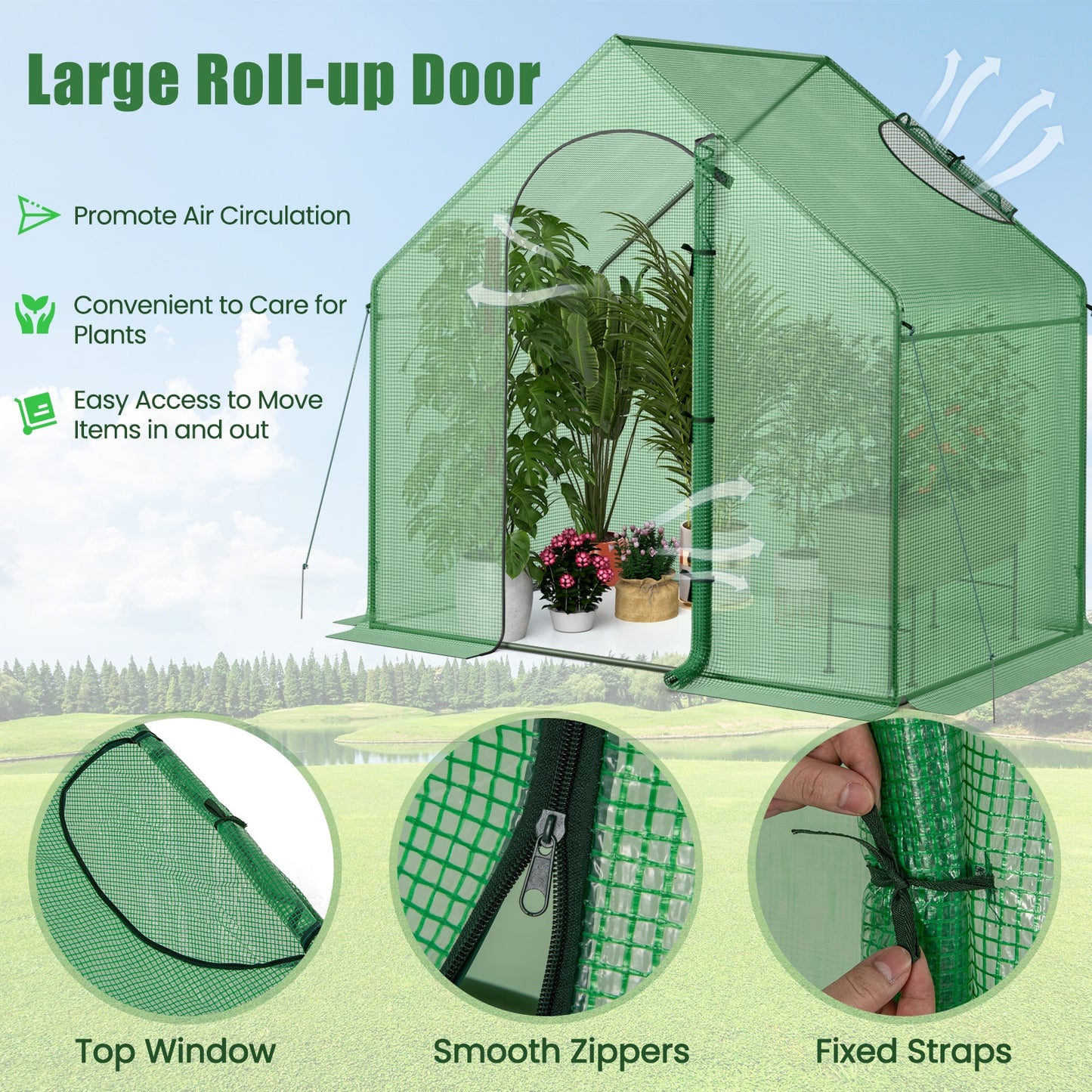 Portable Outdoor Warm House with PE Cover and Roll-up Zippered Door Greenhouses at Gallery Canada