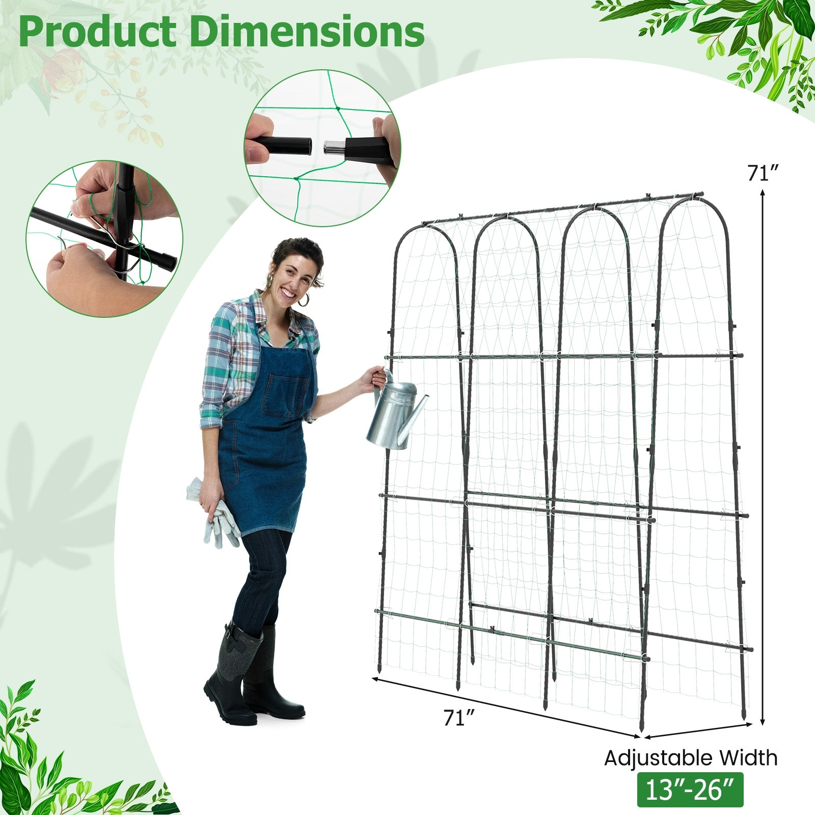 71 x 71 Inch U-Shaped Tall Garden Arched Trellis for Climbing Plants Plant Supports at Gallery Canada