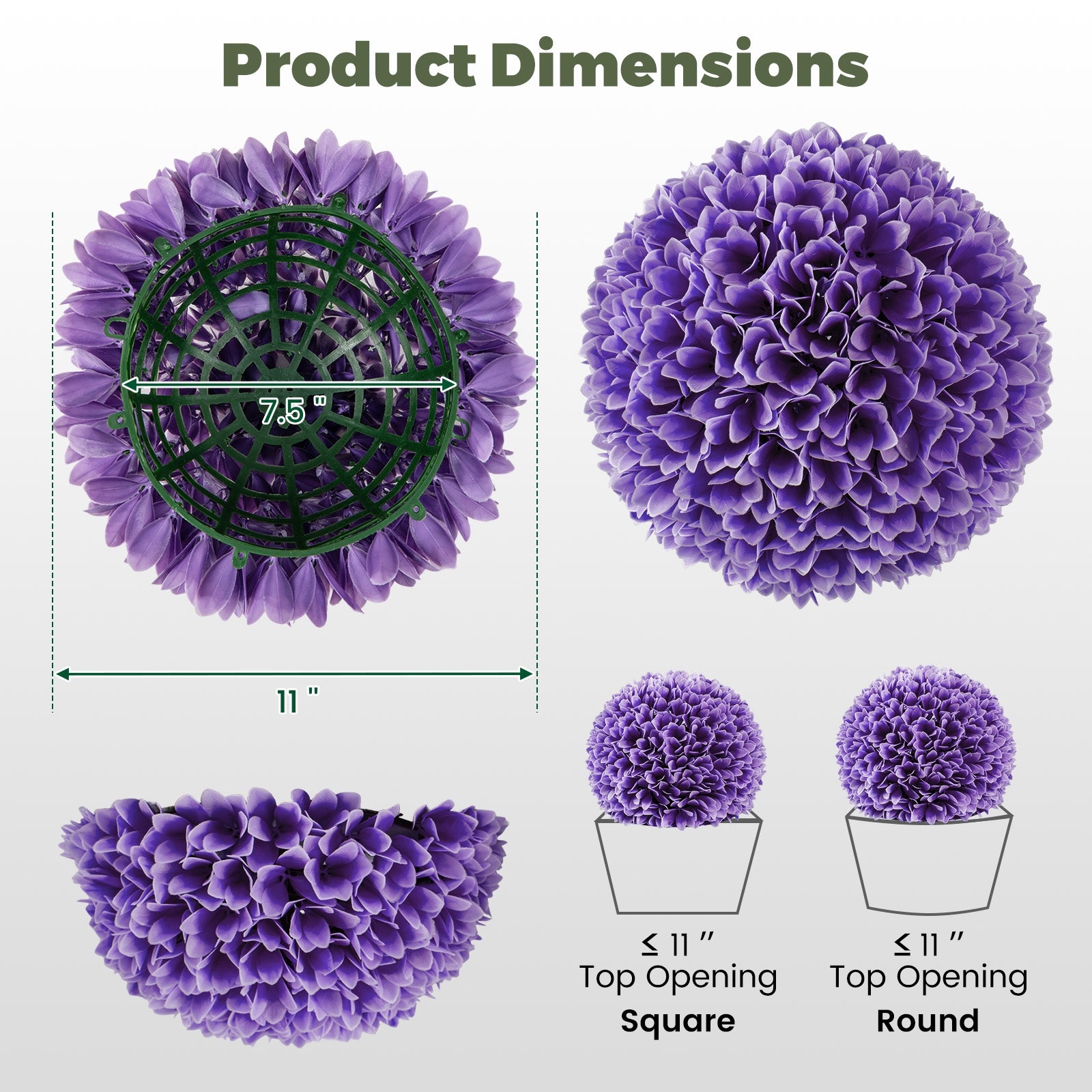 2 Pieces Artificial Plant Topiary Balls Faux Boxwood Decorative Balls, Purple Faux Plants   at Gallery Canada