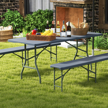 6 ft Portable Folding Table 350 LBS Fold-in-Half Table with HDPE Tabletop, Gray Camping Furniture at Gallery Canada