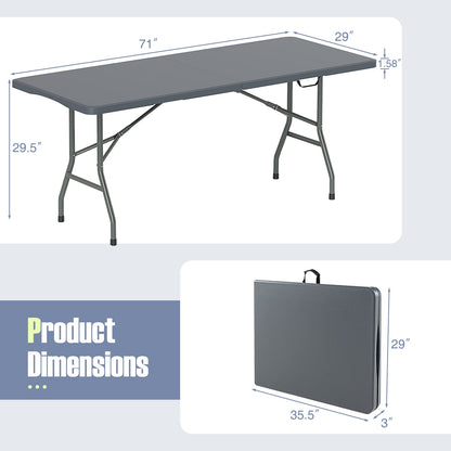 6 ft Portable Folding Table 350 LBS Fold-in-Half Table with HDPE Tabletop, Gray Camping Furniture at Gallery Canada