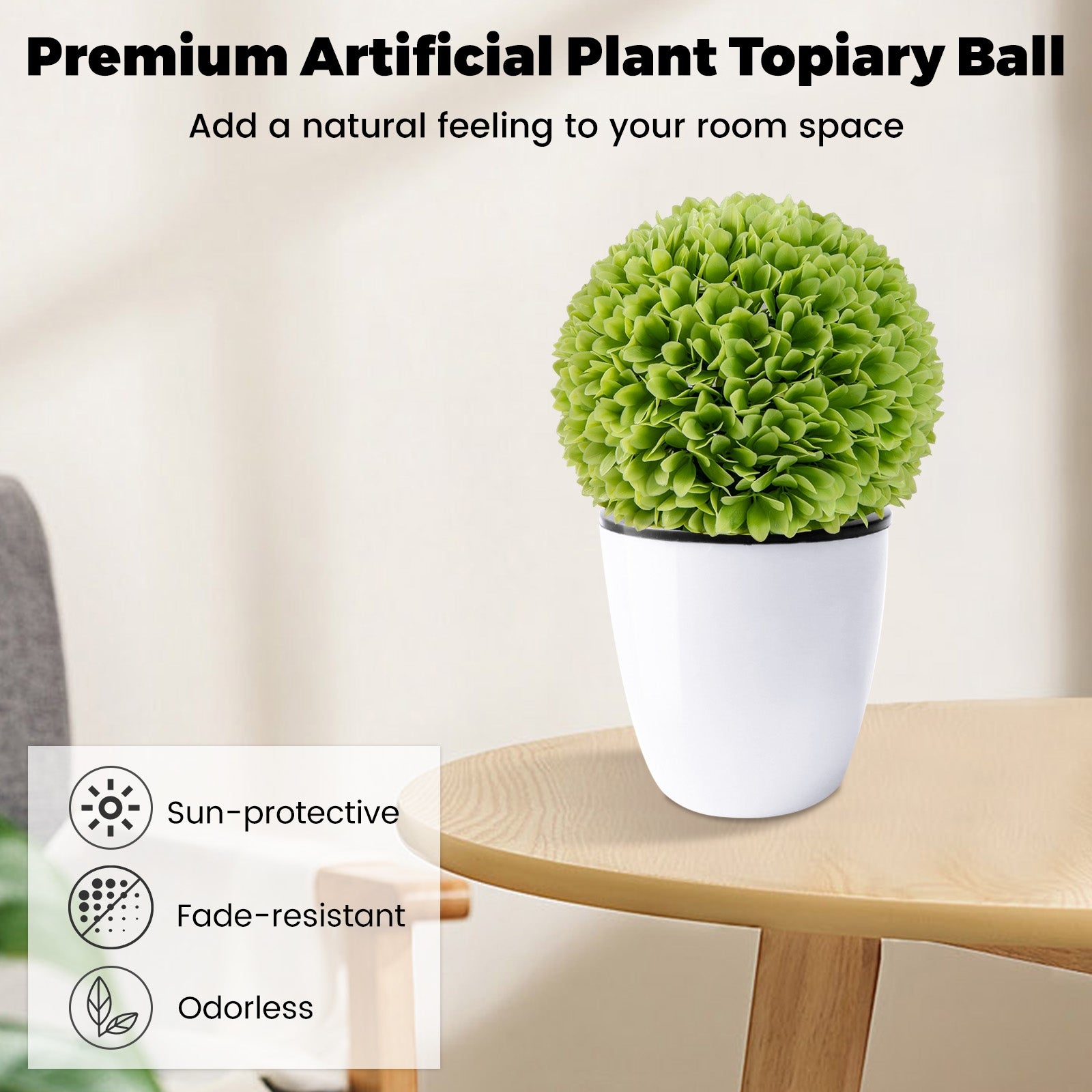 2 Pieces Artificial Plant Topiary Balls Faux Boxwood Decorative Balls, Green Faux Plants   at Gallery Canada