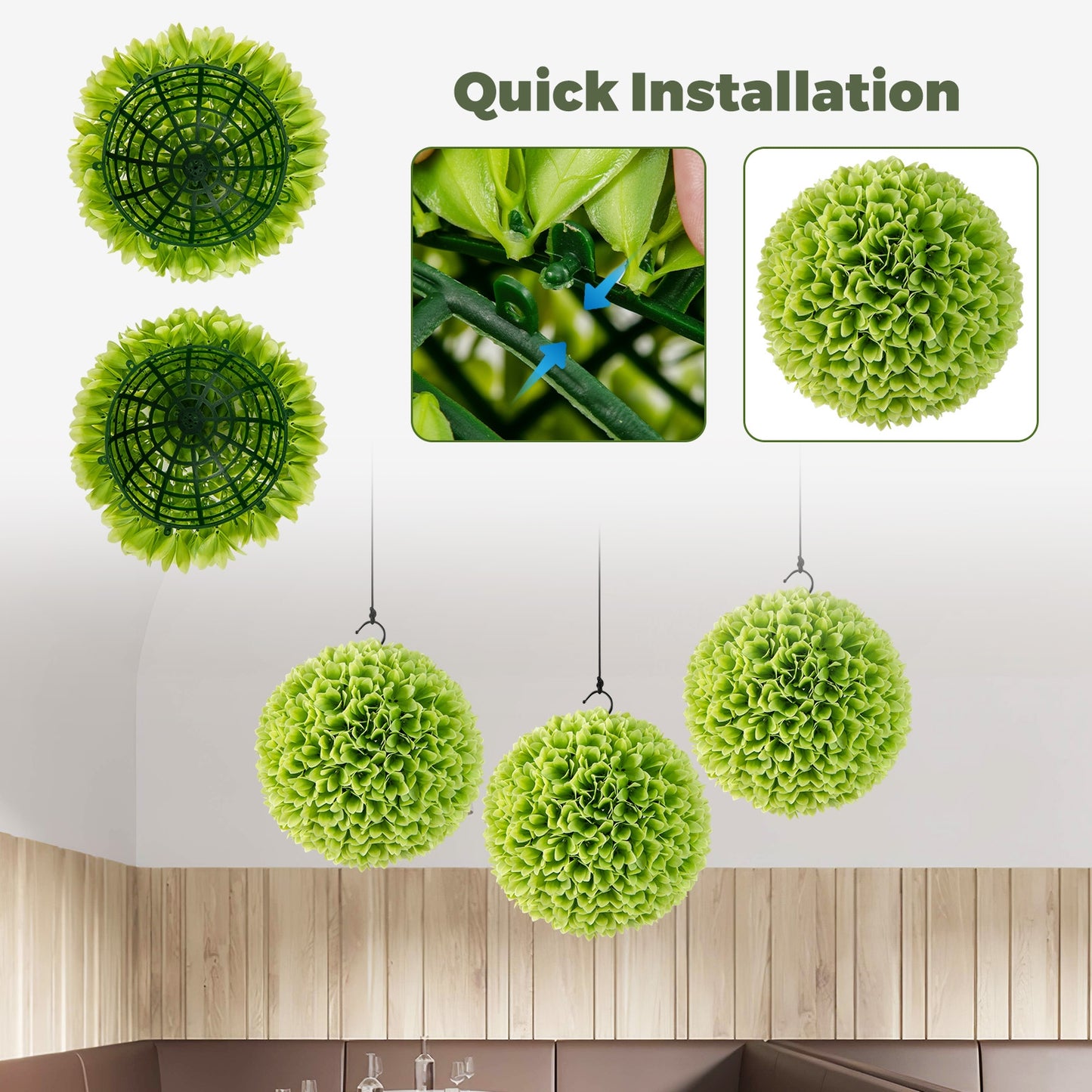 2 Pieces Artificial Plant Topiary Balls Faux Boxwood Decorative Balls, Green Faux Plants   at Gallery Canada