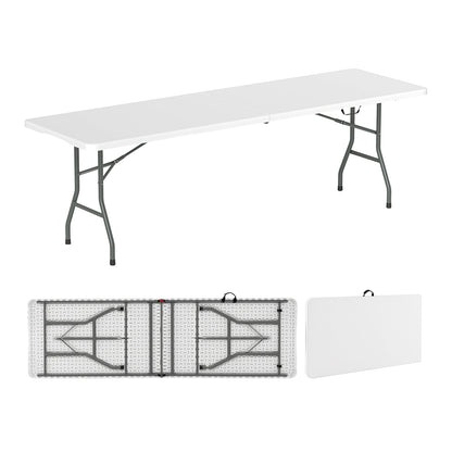 8 ft Portable Folding Table 350 LBS Fold-in-Half Table with HDPE Tabletop, White Camping Furniture White at Gallery Canada