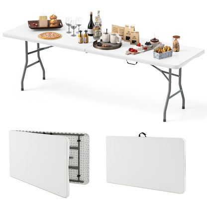 8 ft Portable Folding Table 350 LBS Fold-in-Half Table with HDPE Tabletop, White Camping Furniture at Gallery Canada