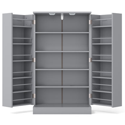 17-Tier Kitchen Pantry Cabinet with 2 Doors and 6 Adjustable Shelves, Gray Sideboards Cabinets & Buffets   at Gallery Canada