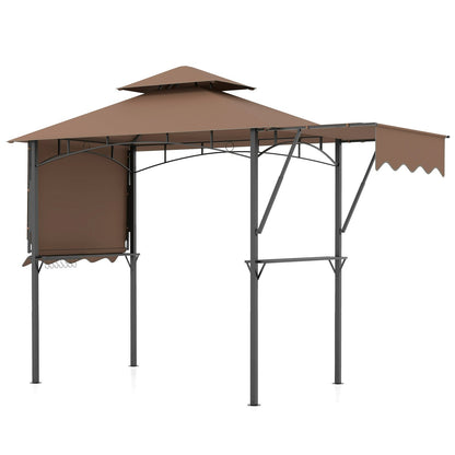 13 x 5 Feet Grill Gazebo with Dual Side Awnings and 2 Shelves Adjustable Shadow, Coffee Gazebos Coffee at Gallery Canada