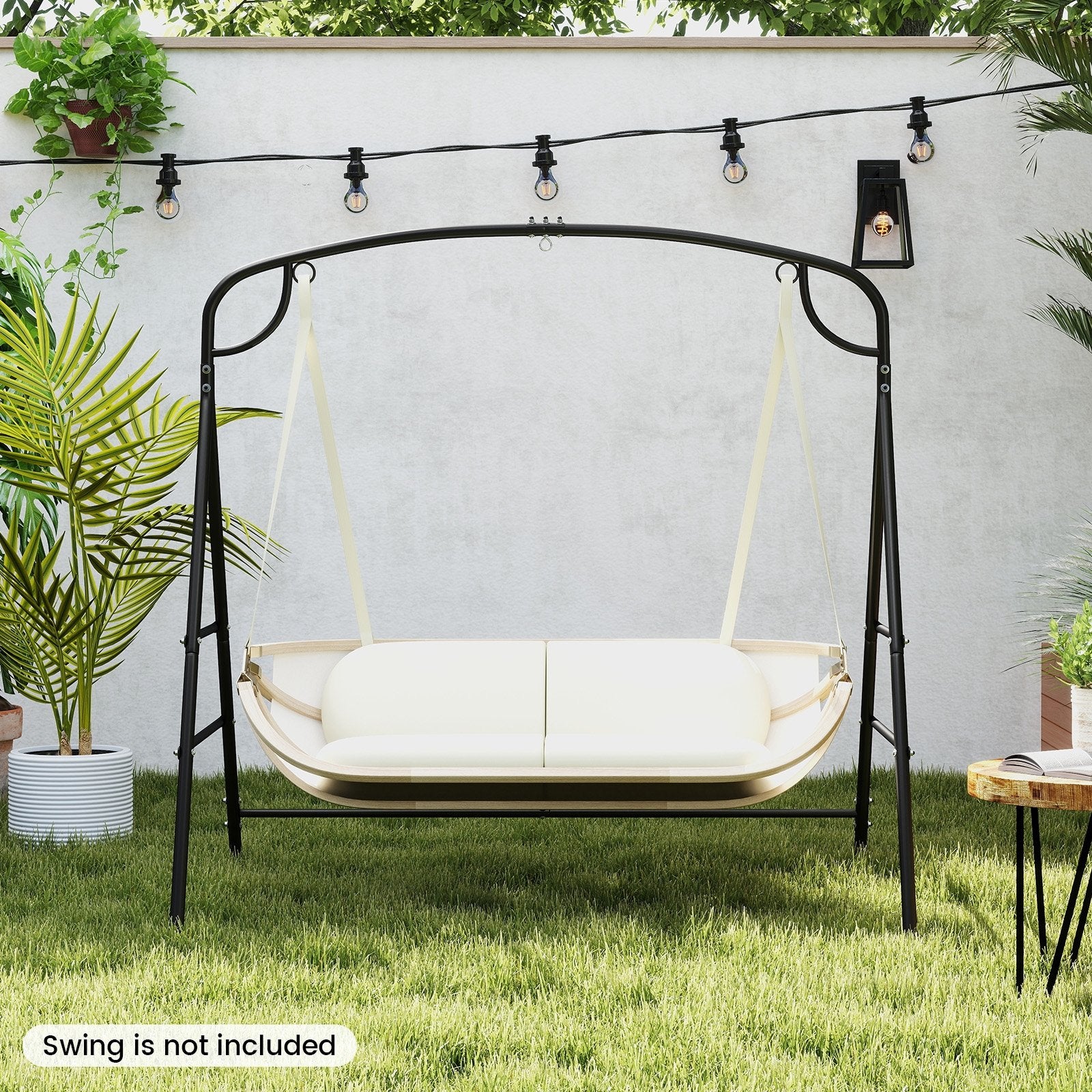 Outdoor Metal Swing Stand with 4 Support Bars and 2 Hanging Ways, Black Porch Swings at Gallery Canada