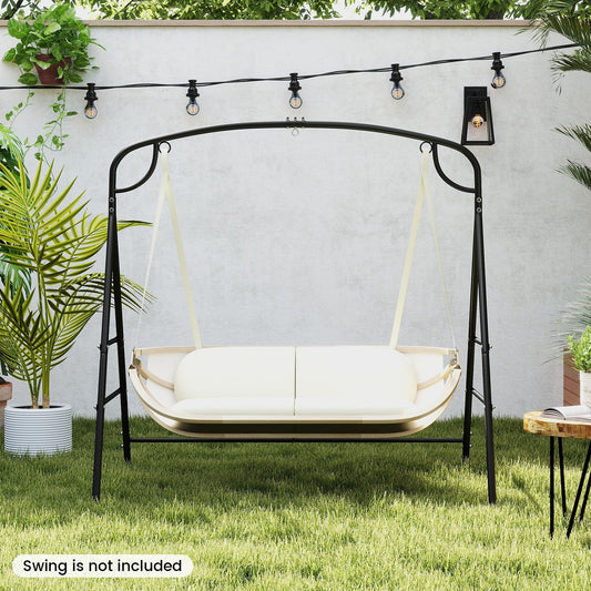 Outdoor Metal Swing Stand with 4 Support Bars and 2 Hanging Ways, Black Porch Swings Black at Gallery Canada