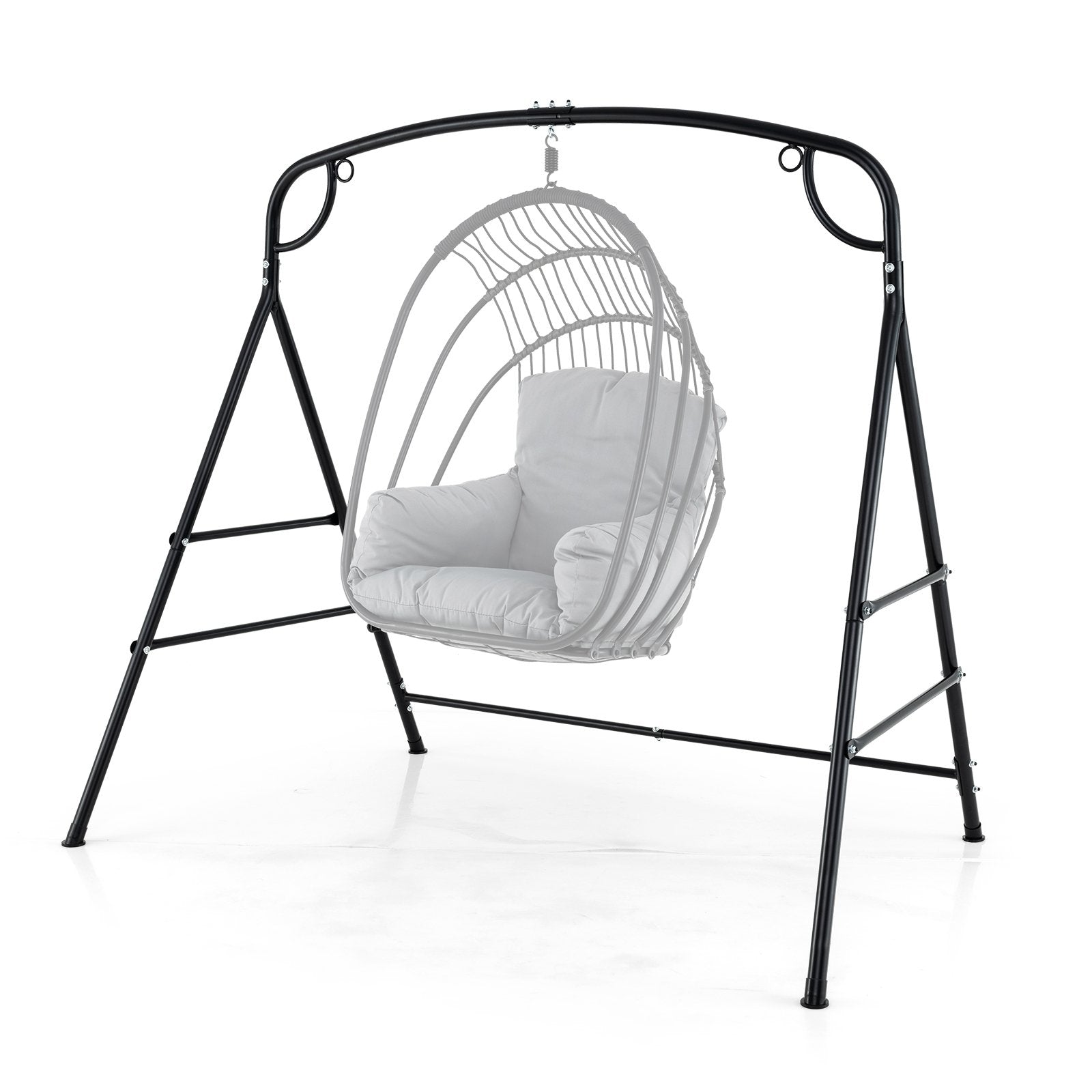 Outdoor Metal Swing Stand with 4 Support Bars and 2 Hanging Ways, Black Porch Swings at Gallery Canada