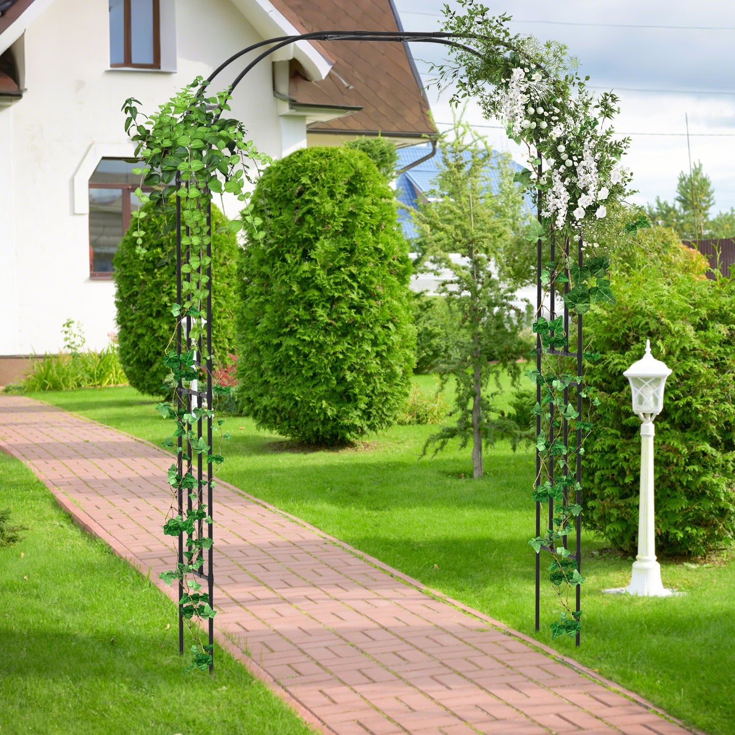 Outdoor Metal Garden Arch Trellis for Climbing Plants Grape Vine Flower, Black Plant Supports at Gallery Canada