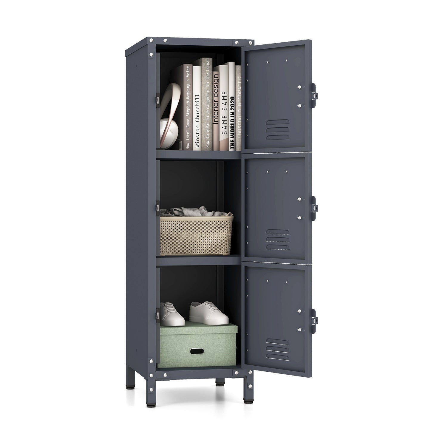 Metal Storage Locker with 3 Lockable Doors and Adjustable Feet Cabinets & Chests   at Gallery Canada