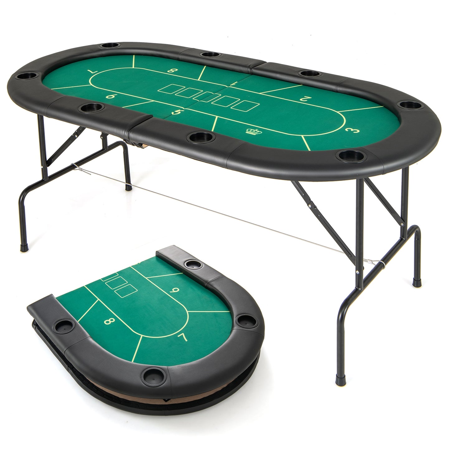 72 x 36 x 30.5 Inch Foldable Poker Table with 8 Cup Holders, Green Game Room at Gallery Canada