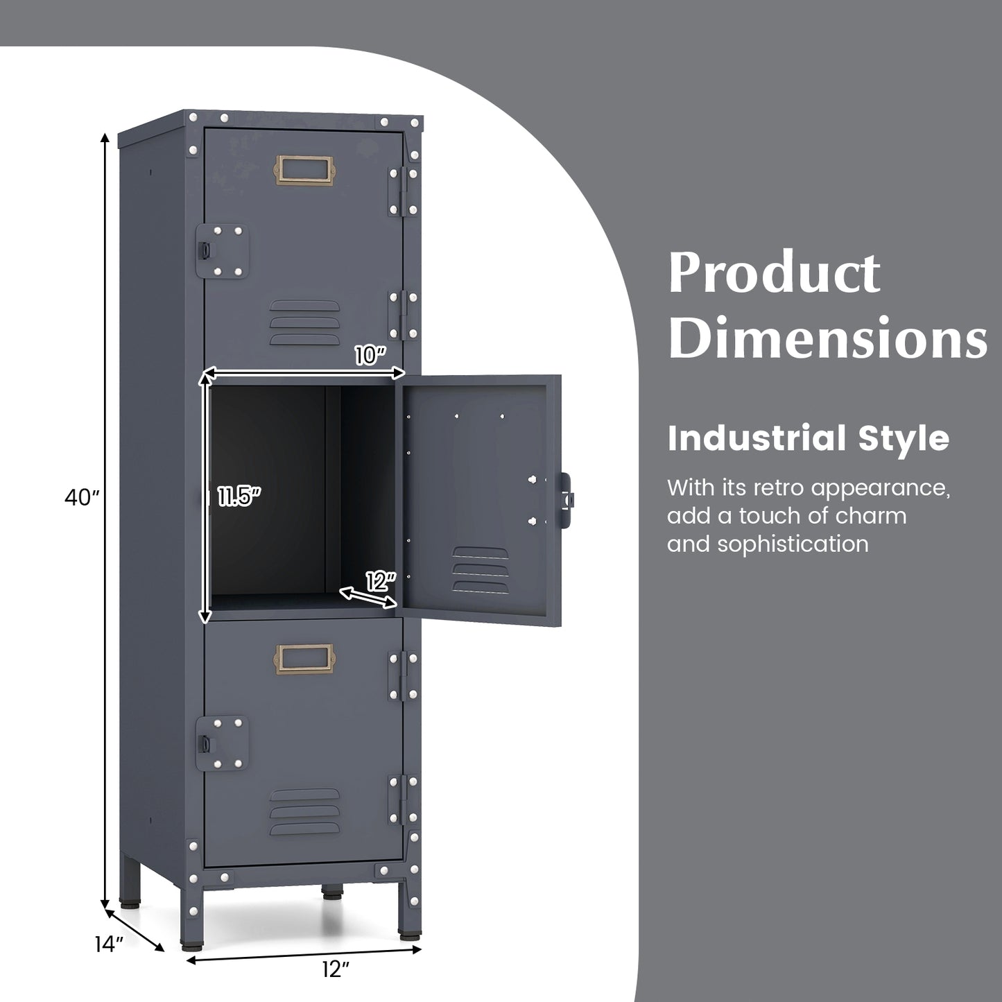 Metal Storage Locker with 3 Lockable Doors and Adjustable Feet Cabinets & Chests   at Gallery Canada