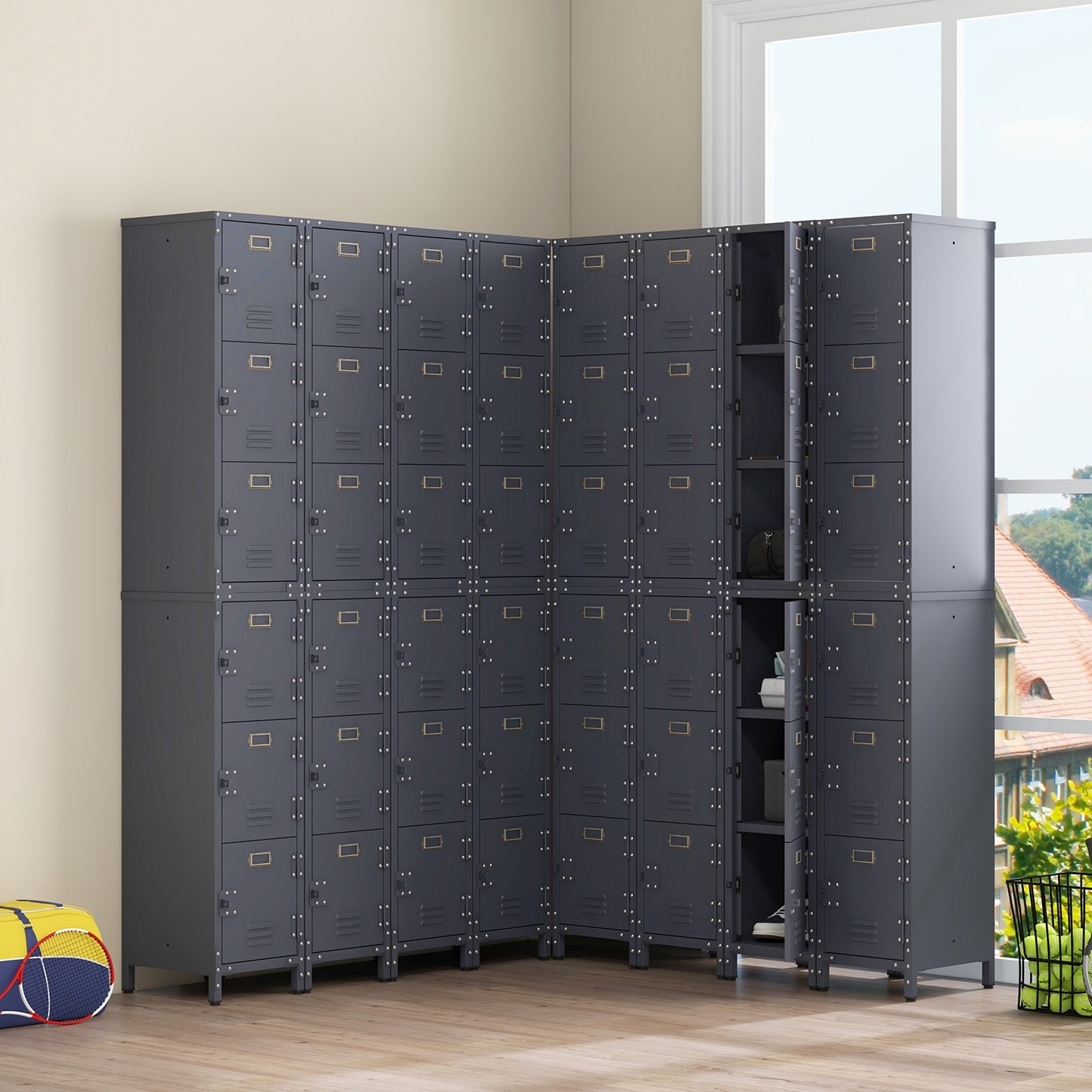 Metal Storage Locker with 3 Lockable Doors and Adjustable Feet Cabinets & Chests   at Gallery Canada