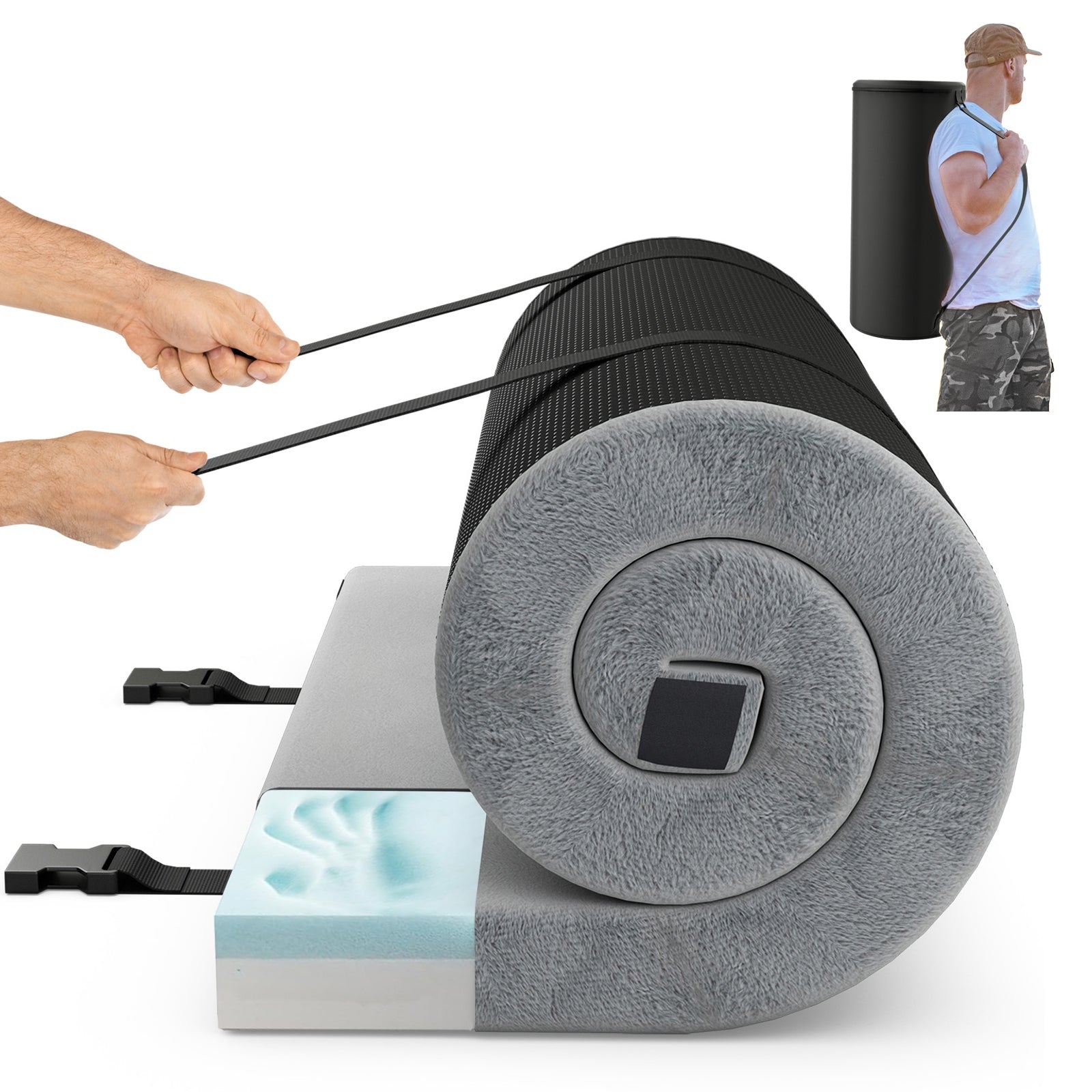 Foldable Camping Mattress with High density foam Cushion and Anti-slip Bottom, Gray Air Mattresses & Sleeping Bags at Gallery Canada