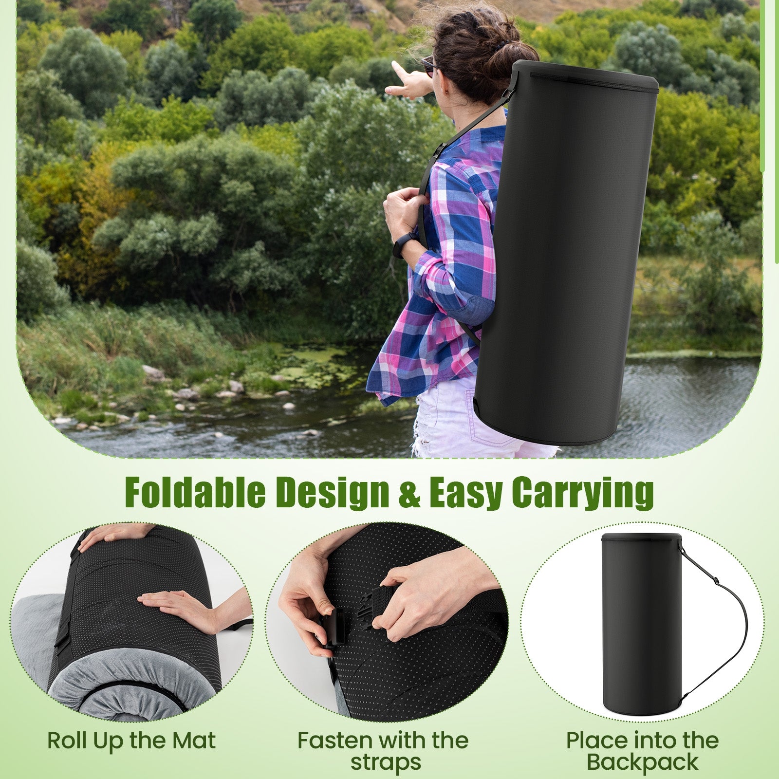 Foldable Camping Mattress with High density foam Cushion and Anti-slip Bottom, Gray Air Mattresses & Sleeping Bags at Gallery Canada