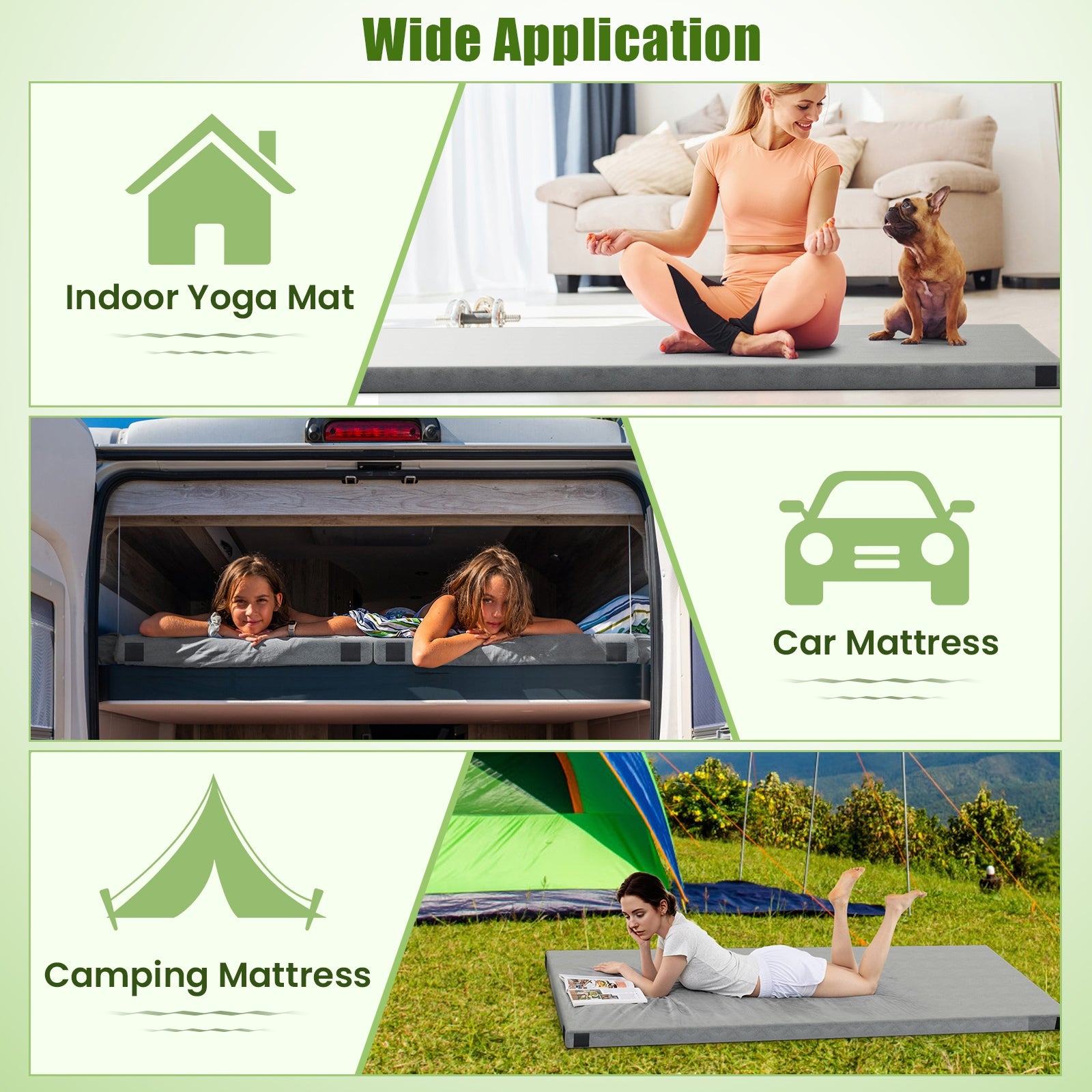 Foldable Camping Mattress with High density foam Cushion and Anti-slip Bottom, Gray Air Mattresses & Sleeping Bags at Gallery Canada