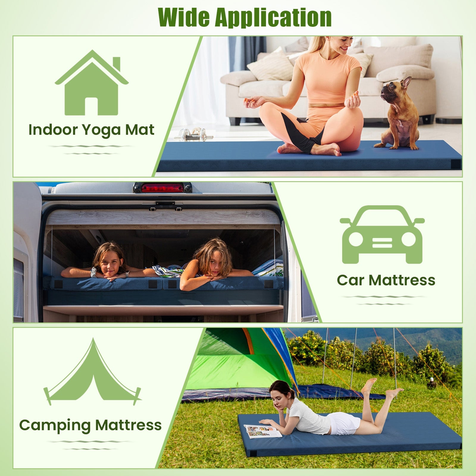 Foldable Camping Mattress with High density foam Cushion and Anti-slip Bottom, Navy Air Mattresses & Sleeping Bags at Gallery Canada