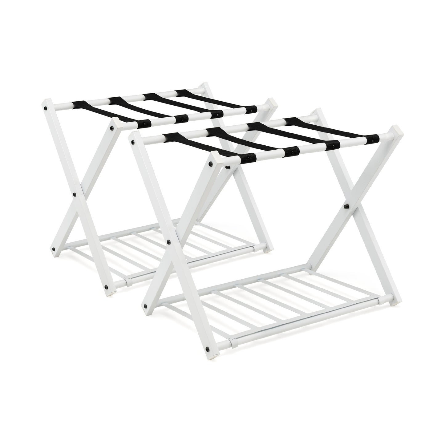 Set of 2 Folding Metal Luggage Rack Suitcase, White Shoe Racks & Storage Benches White  at Gallery Canada