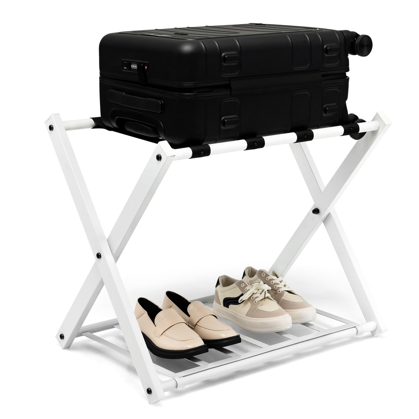 Set of 2 Folding Metal Luggage Rack Suitcase, White Shoe Racks & Storage Benches   at Gallery Canada