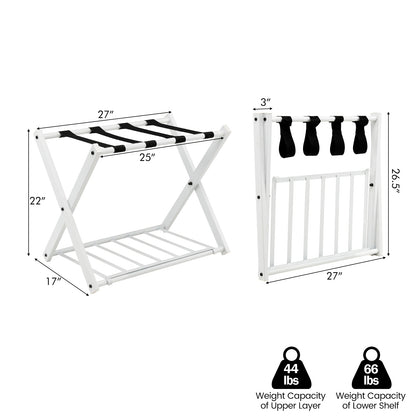 Set of 2 Folding Metal Luggage Rack Suitcase, White Shoe Racks & Storage Benches   at Gallery Canada