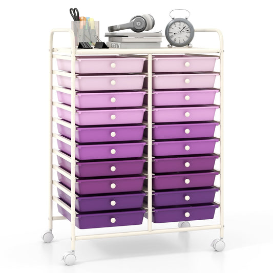 20 Drawers Rolling Storage Cart Studio Organizer, Purple File Cabinets Purple at Gallery Canada