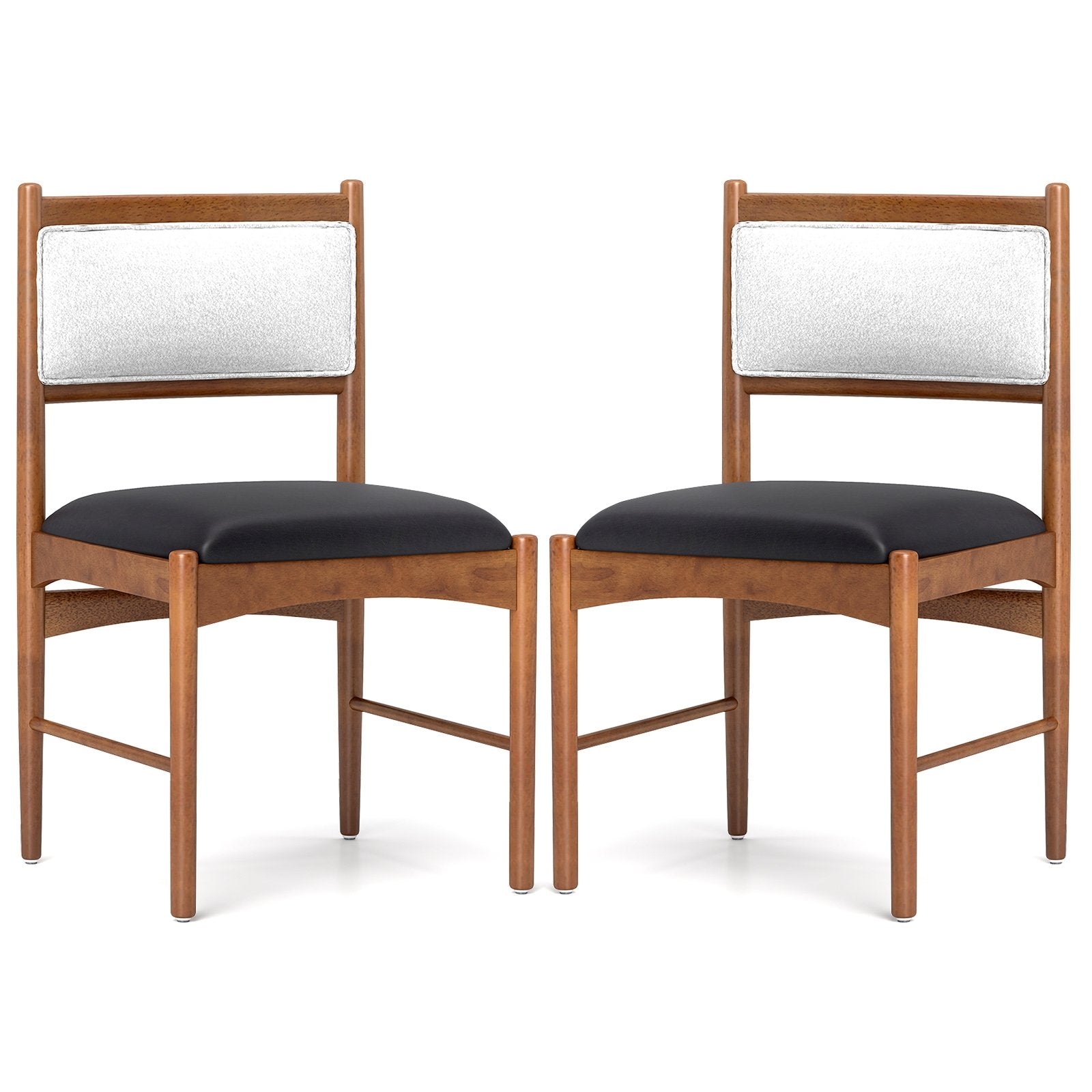 Wooden Dining Chair Set of 2 with Rubber Wood Frame and Faux Sherpa Backrest, Walnut Dining Chairs Walnut at Gallery Canada