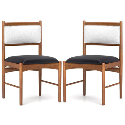 Wooden Dining Chair Set of 2 with Rubber Wood Frame and Faux Sherpa Backrest, Walnut Dining Chairs Walnut at Gallery Canada