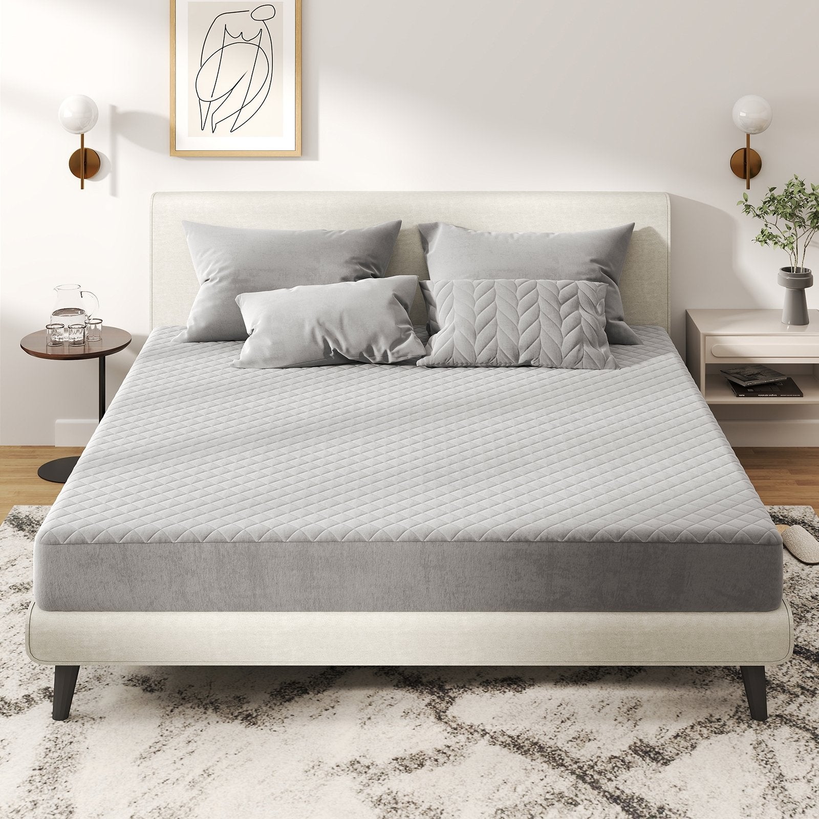 Twin/Queen/King Size Mattress Protector Luxury Super Soft Velvet Mattress Topper-King Size, Gray Mattresses at Gallery Canada