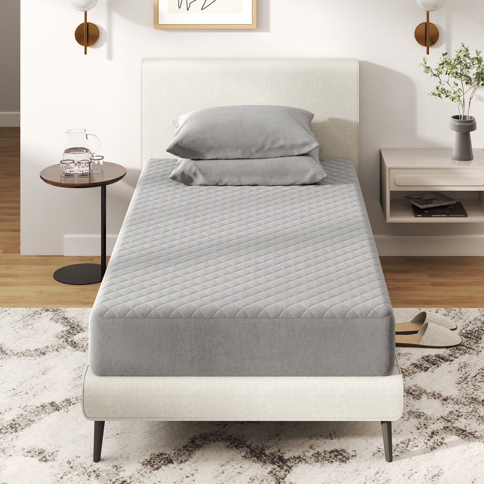 Twin/Queen/King Size Mattress Protector Luxury Super Soft Velvet Mattress Topper-Twin Size, Gray Mattresses at Gallery Canada