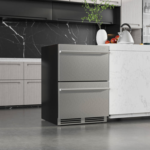 24 Inch Under Counter Dual Drawer Fridge with 37℉-64℉ Temperature Range, Silver