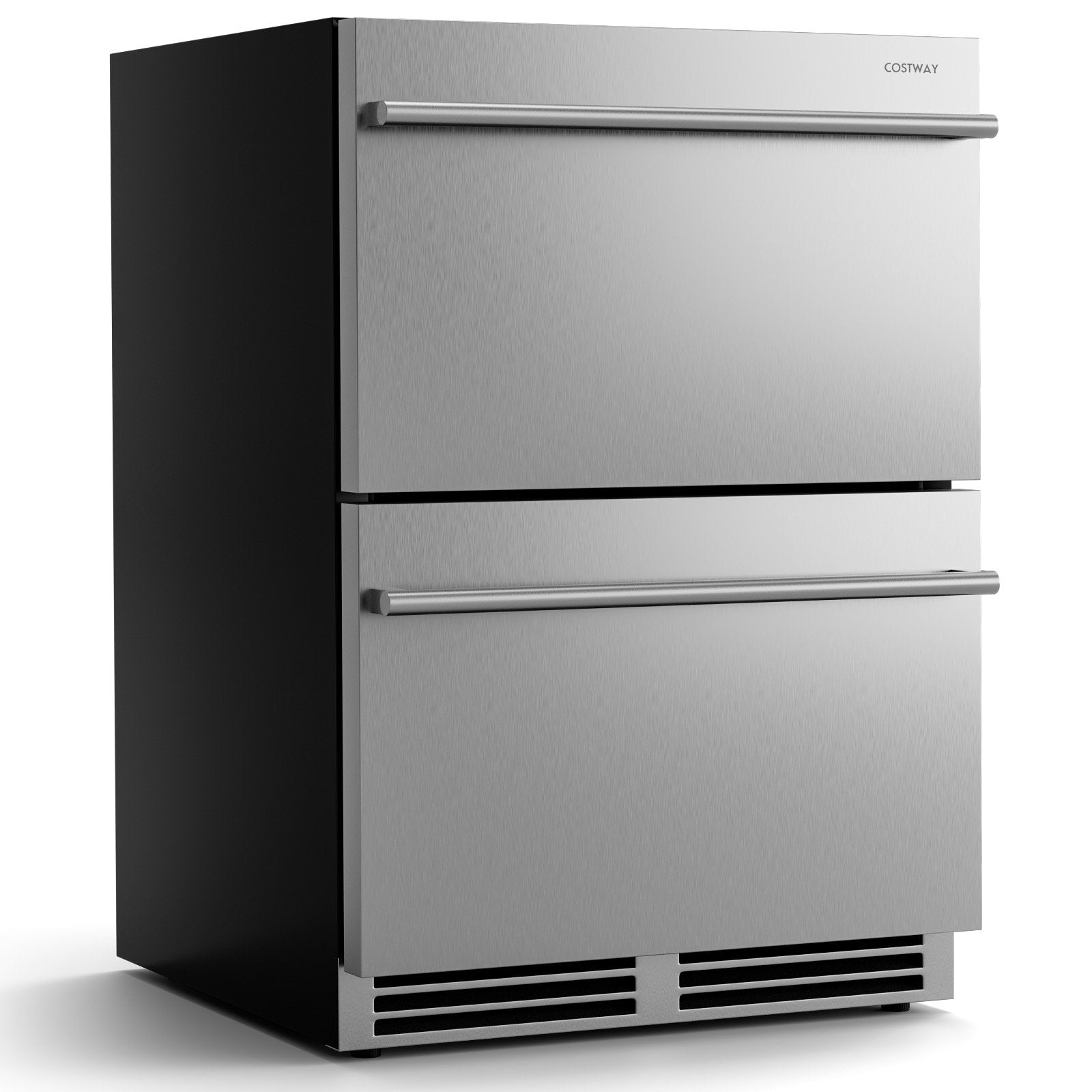 24 Inch Under Counter Dual Drawer Fridge with 37℉-64℉ Temperature Range, Silver Refrigerators Silver at Gallery Canada