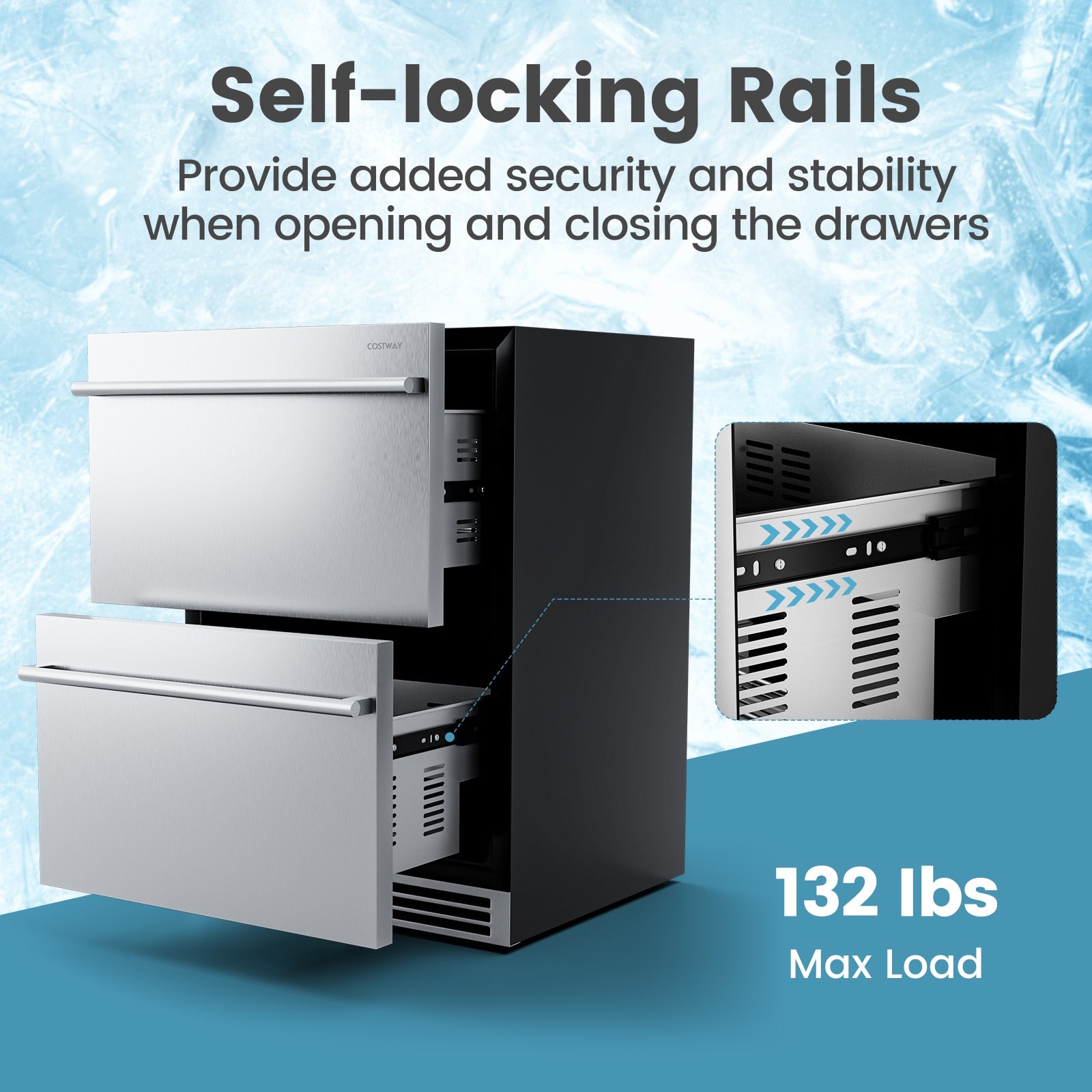 24 Inch Under Counter Dual Drawer Fridge with 37℉-64℉ Temperature Range, Silver Refrigerators at Gallery Canada