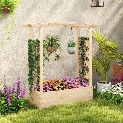 Wooden Raised Garden Bed Planter Box with Trellis and Hanging Roof Raised Garden Beds at Gallery Canada