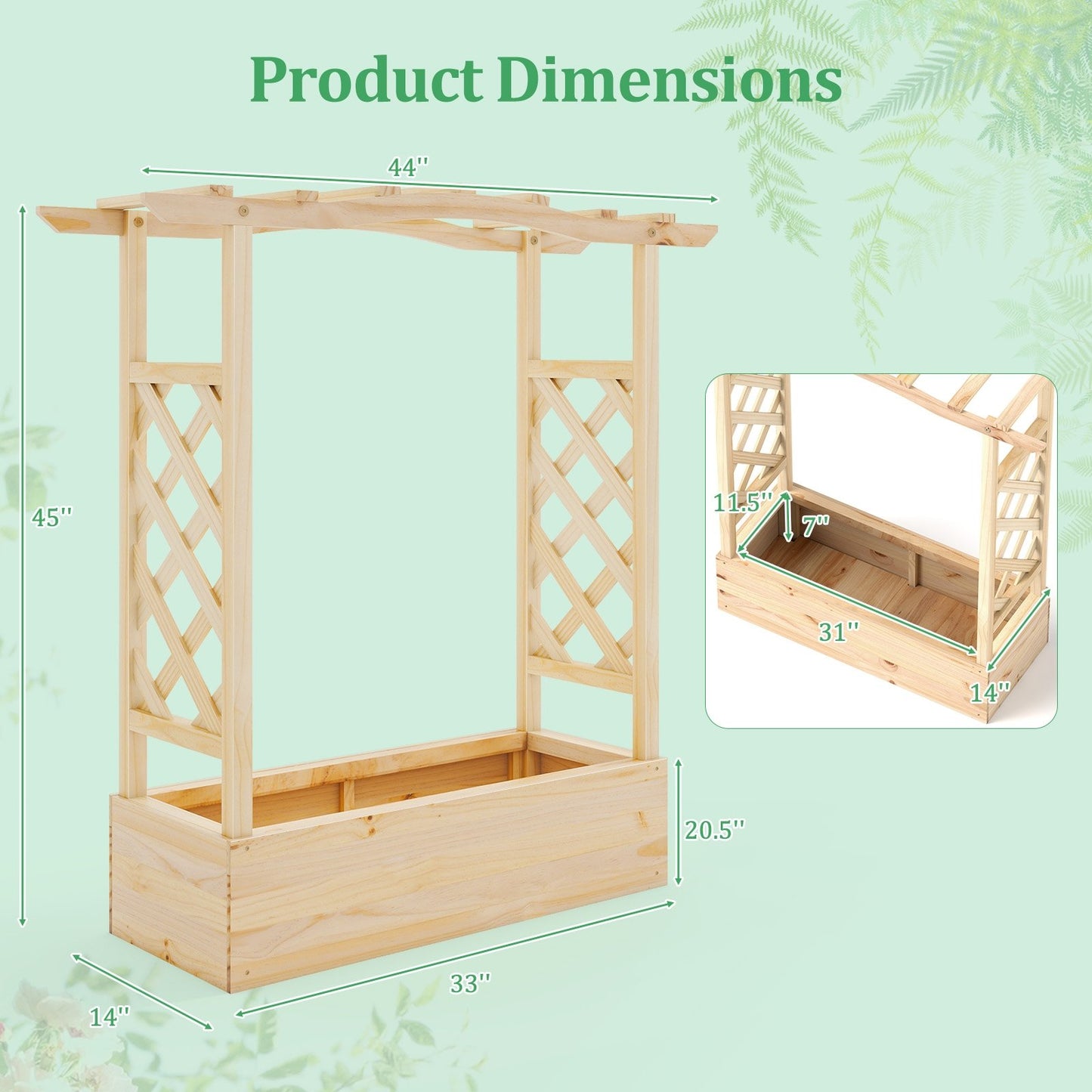 Wooden Raised Garden Bed Planter Box with Trellis and Hanging Roof Raised Garden Beds at Gallery Canada