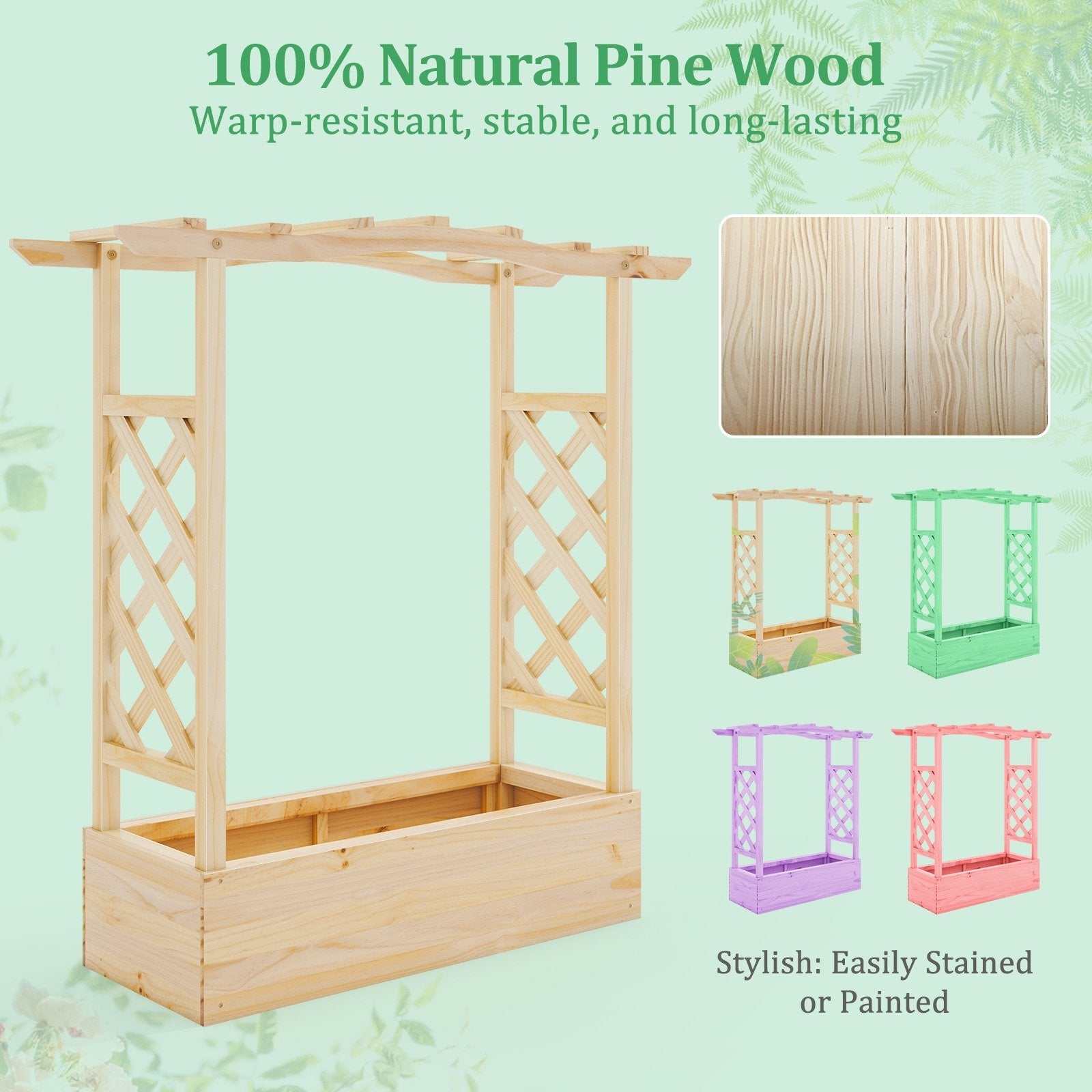 Wooden Raised Garden Bed Planter Box with Trellis and Hanging Roof Raised Garden Beds at Gallery Canada