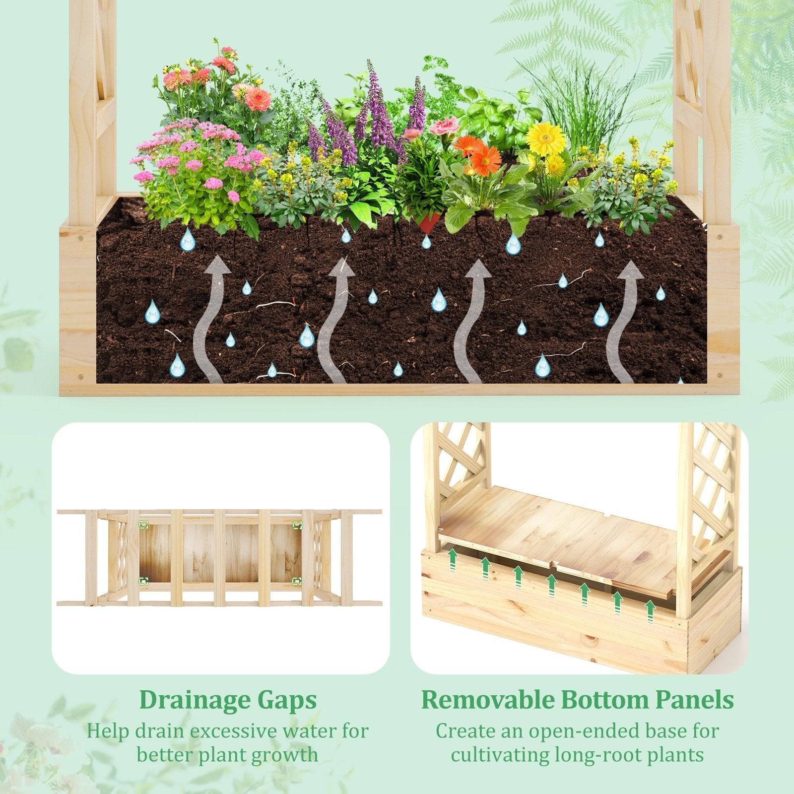 Wooden Raised Garden Bed Planter Box with Trellis and Hanging Roof Raised Garden Beds at Gallery Canada