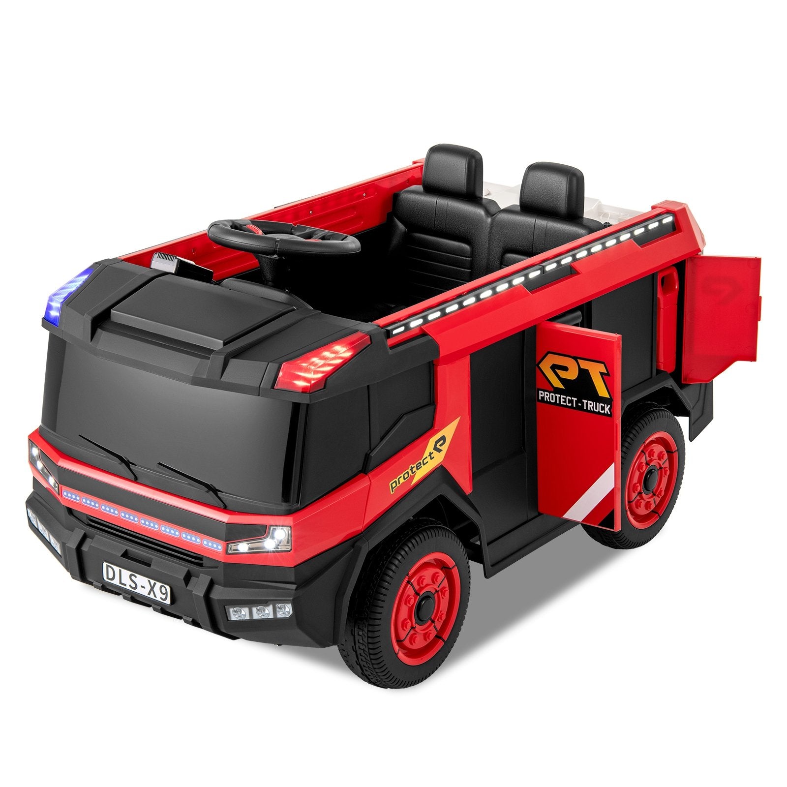 12V Kids Ride on Fire Truck 2-Seater with Remote Control and Water Gun, Red Powered Ride On Toys at Gallery Canada