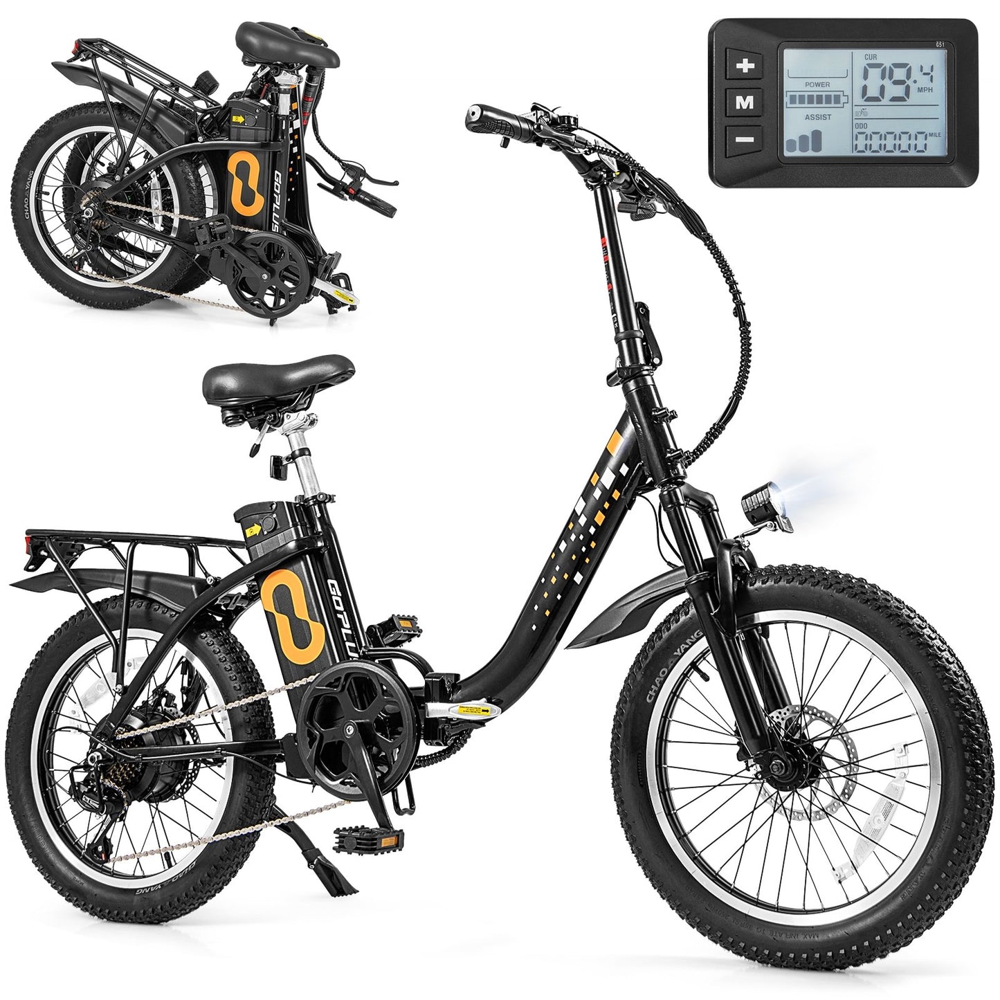 Folding Electric Bicycle for Adults with 20-Inch Fat Tires Snow E-Bike, Black Exercise Bikes Black at Gallery Canada