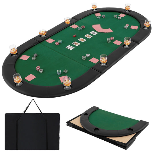 Portable 84 x 42 Inch 10-Player Foldable Padded Poker Table Top, Green Game Room Green at Gallery Canada