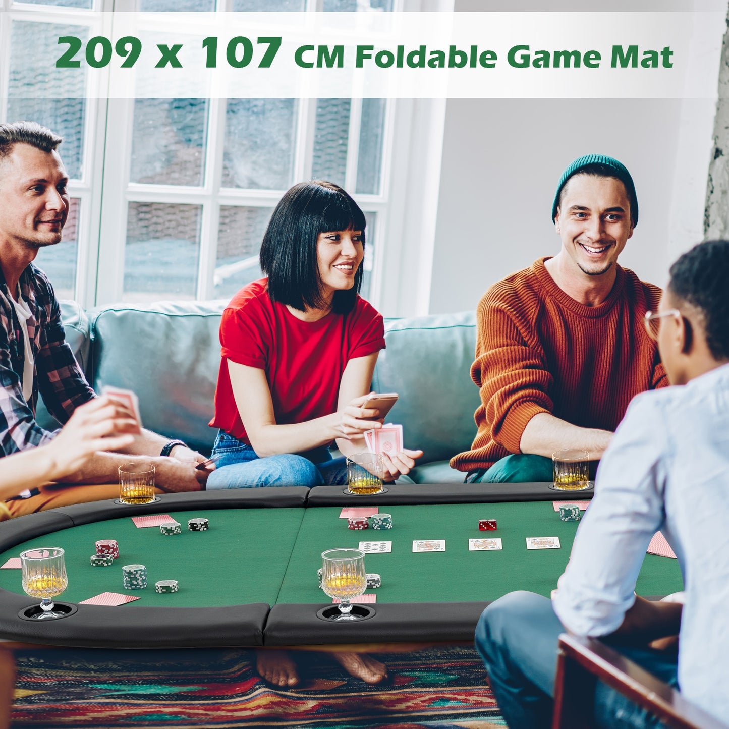 Portable 84 x 42 Inch 10-Player Foldable Padded Poker Table Top, Green Game Room at Gallery Canada