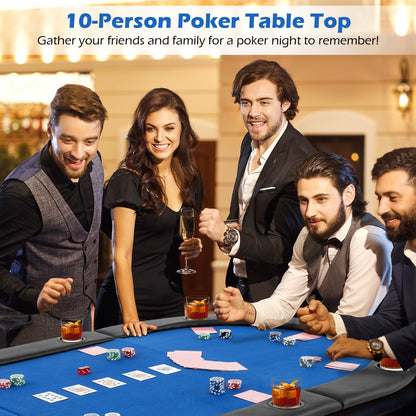 Portable 84 x 42 Inch 10-Player Foldable Padded Poker Table Top, Blue Game Room at Gallery Canada