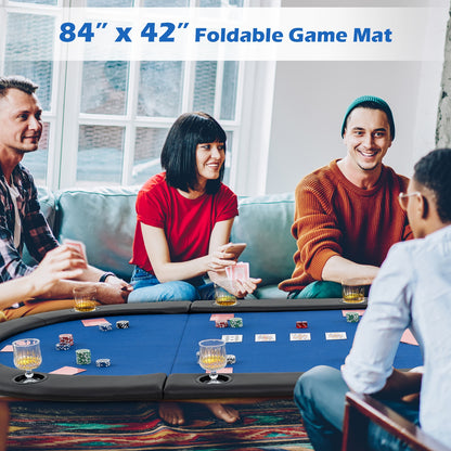 Portable 84 x 42 Inch 10-Player Foldable Padded Poker Table Top, Blue Game Room at Gallery Canada