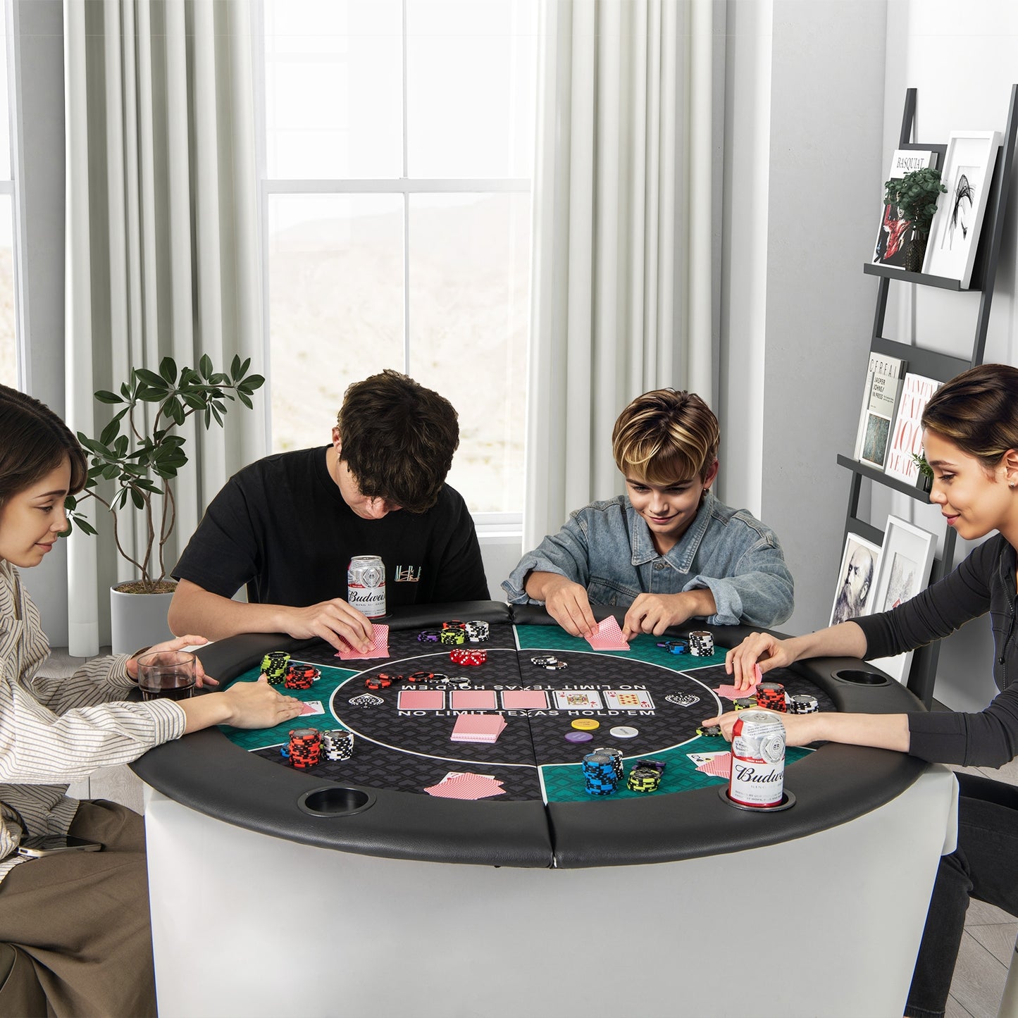 Portable 48 Inch 6-Player Foldable Poker Table Top Round Game Mat, Green Game Room at Gallery Canada